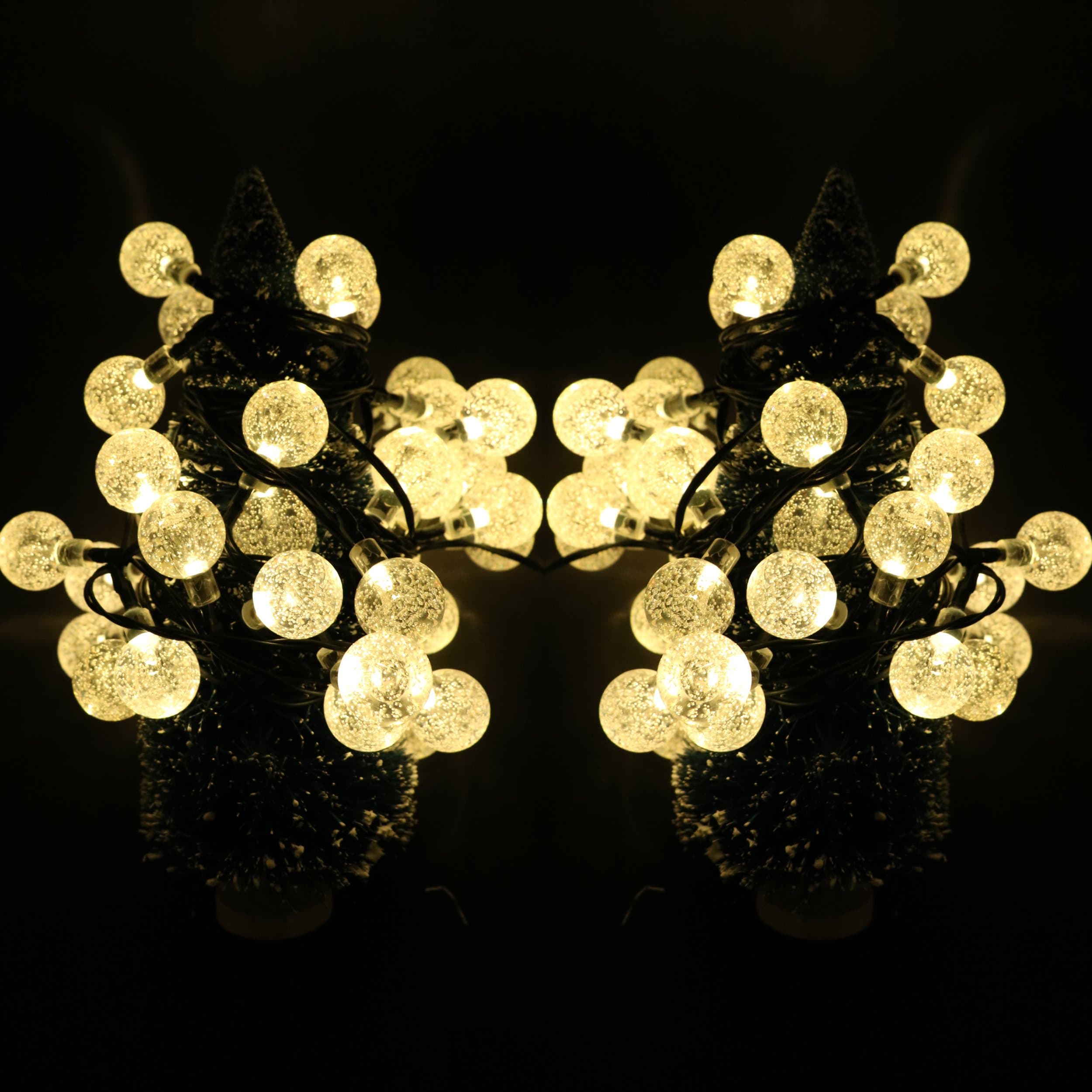 30ft Solar Outdoor String Lights, CoolTime 30ft 50 LED Crystal Globe Waterproof Fairy String Lights, Solar Powered Outdoor String Lights for Christmas Halloween Garden Yard Wedding Party. (Warm white)