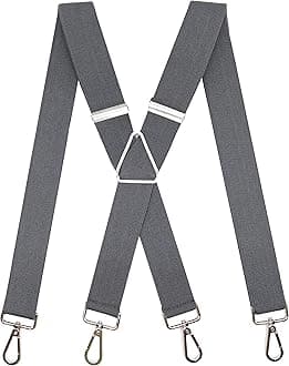 AYOSUSH Vintage Suspenders for Men 4 Snap Hooks for Belt Loops Adjustable X Back