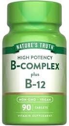 High Potency B-Complex Plus B-12 Tablets - 90 ct, Pack of 2