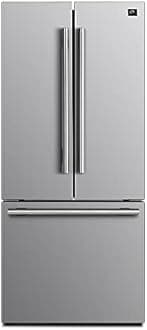 30" Inch w. French Door Refrigerator with Bottom Freezer and 17.5Cu. Ft. Total Capacity - Stainless Steel No Frost Fridge with Adjustable Glass Shelves and Child Safety Lock