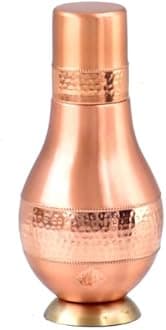 DSH CRAFTING YOUR CURIOSITY Bedroom Copper Bottle Jug with Inbuilt Glass Copper Pitcher Storage Water Home, Kitchen, Office, Benefits for Health (Jug 1600-ml, Glass-250 ml) (Venus-Green)