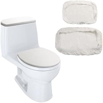 Toilet Lid Cover and Toilet Tank Lid Cover Replacement Toilet Cover with Elastic Bottom for Bathroom Decor Accessories (White)