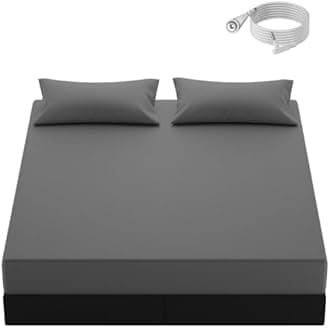 Grounding Sheets Queen Size, 10% Pure Silver Fiber + 90% Organic Cotton, Grounded Sheet Earth Connected Bedding Fitted Earth Sheets with Grounding Cord (Deep Gray, Queen)
