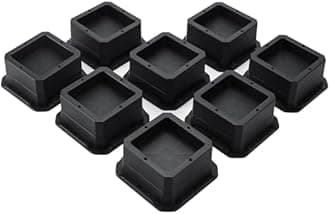 BTSD-home Adjustable Bed Risers 1 Inch Heavy Duty 8 Pack Furniture Risers Dorm Bed Risers Table Desks Legs Extenders Blocks Black