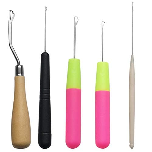 5pcs Latch Hook Misscrafts Bent Crochet Needle Hook Tool Set in 5 Sizes 1 Pieces Wooden Bent Latch Hook and 4 Size Plastic Latch Hook for Craft Micro Braids Hair Extension