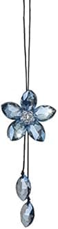 Crystal Flower Car Rear View Mirror Pendant - Blue Car Hanging Ornament Lucky Accessory