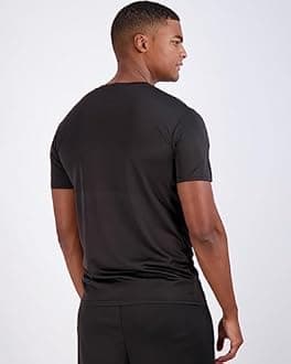 Real Essentials 5 Pack: Men’s Mesh Performance Quick Dry Tech Stretch Ultra-Soft Breathable Short Sleeve Crew Active T-Shirt