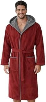 Morgenstern Dressing Gown Men 100% Cotton Hood Luxury Velvet Terry Bathrobe Finn