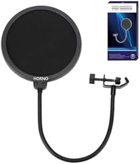 HORNO Professional Microphone Filter Screen-Mic Pop Blocker Mask Shield Screen with Flexible Gooseneck Mount