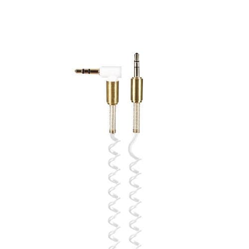 Aux Jack Cable 3.5 mm Jack Plug | Coil | Gold Plated | 1 m 90 Degree Angle White