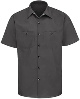 Red Kap Men's Regular Fit Shirt (SP24CH SS M-CH-Medium_Charcoal_Medium)