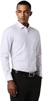 Peter England Men's Micro-Checkered Formal Slim Fit Full Sleeve Shirt | Cotton Rich