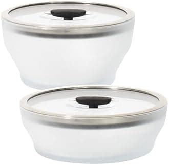 Anyday 4-Pc Microwave Cookware & Glass Food Storage Set with Glass Lids | Large Plastic-Free Containers | Stackable Steamer with Vented Lid for Microwave-Safe Reheating & Steaming Vegetables, Rice