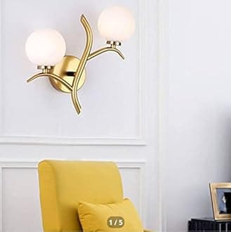 Lyse Decor Gold Modern Dual Globe Wall Lamp Light for Bedroom Living Dining Room and Restaurants (Gold.)