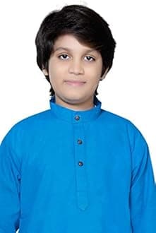 Baba & Baby boys traditional ethnic wear handloom cotton plain blue colour kurta pajama set (Blue, 7-8 Years)