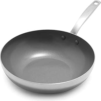 GreenPan Chatham Tri-Ply Stainless Steel Healthy Ceramic Nonstick 11" Wok Pan, PFAS-Free, Multi Clad, Induction, Dishwasher Safe, Oven Safe, Silver