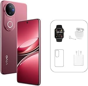 Vivo V50 5G - Ancora Red 12 + 256GB | 50MP ZEISS Camera | 3D curved 120Hz AMOLED Display | 6000mAh | IP69, 4Y Battery |18 Months Warranty + V- Choice Earbuds & T2000 Ultra 2.08 watch Gift UAE Version