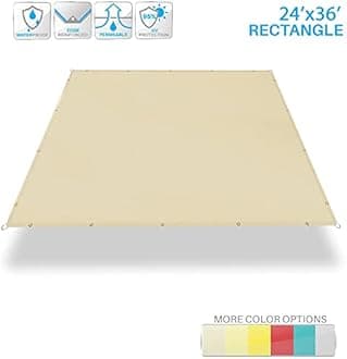 Patio Paradise 24' x 36' Waterproof Sun Shade Sail Rectangle Shade Cloth with Grommets, 260 GSM Patio Canopy Awning 95% UV Block for Backyard Deck Pergola Replacement Cover, Beige, Customized
