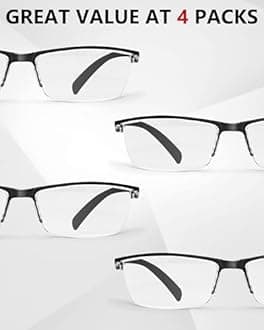 YayGlasz 4 Pack Reading Glasses Men - Readers for Men Classic Style, Spring Hinges, Sturdy and Durable, Blue Light Protection Cheaters +4.00
