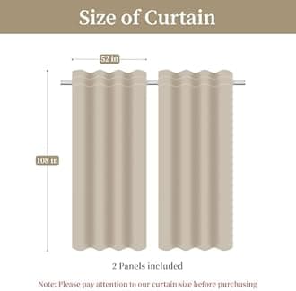 Loom and Mill Luxury Jacquard Curtains for Bedroom, Beige Damask Curtains 2 Panels with Tiebacks, Elegant Window Curtain for Living Room Holiday Banquet Decor(52”Wx 108”L, 2 Panels)