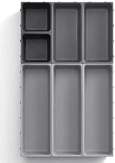 7 - Piece Cutlery Drawer Spoon,Knife Organiser Set Adjustable for Kitchen | Plastic | Grey