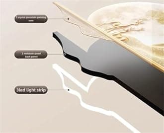 ycnbnwe Modern 3D Wall Art Sculpture with LED Light, Plug-in Clock Home Decor, UV Engraved Wall Hanging for Bedroom, Living Room, Apartment(D,19.7"x39.4")