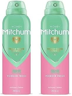 Mitchum Women Triple Odor Defense 48HR Protection Deodorant Spray & Antiperspirant (200ml), Powder Fresh (Pack of 2)