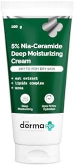 The Derma Co 5% Nia-Ceramide Deep Moisturizing Cream with 5% Niacinamide & Ceramides | Intense Hydration, Strengthens Skin Barrier for Dry Skin | Dermatologically Tested | 3.38 fl Oz (100ml)