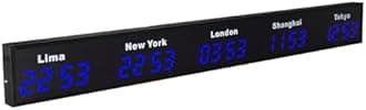 World Time Zones Clock, LED Digital Multiple Time Zones Clock, 3/4/5 Cities World Time Wall Clock, for Hotels/Enterprises/airports,5City-Blue