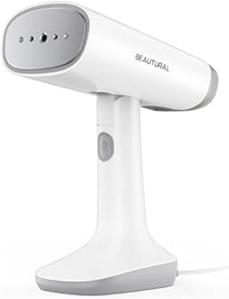 BEAUTURAL Travel Steamer for Clothes with Dual Voltage for Worldwide Use, Foldable Handheld Garment Fabric Wrinkle Remover, Portable Steam Iron, 35 Second Fast Heat-up, 1.9 Pounds