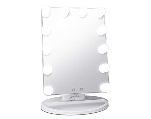 Extra Large Hollywood Lighted Makeup Mirror with 12pcs LED bulb, Three Lights Modes Free to Switch Between Warm,Natural and Cool Light, Dimmalbe Countertop Cosmetic Vanity Mirror White