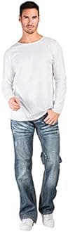 Level 7 Men's Relaxed Bootcut & Relaxed Straight Leg Denim Distressed Jeans with Zipper Pocket