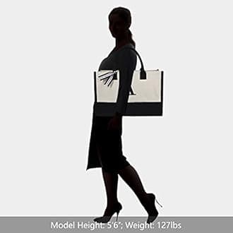 Personalized Initial Canvas Beach Bag, Monogrammed Gift Tote Bag for Women