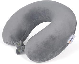 SAIREIDER Travel Pillows for Sleeping Airplane 100% Pure Memory Foam Neck Pillow for Airplanes Washable Cover(Grey)