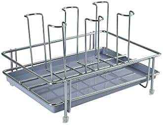 LEVON Stainless Steel Glass CountertopTiered Shelf Stand For 6 And 9 Glass/Glass Holder For Kitchen/Dining Table Glass Stand (6 Rack)