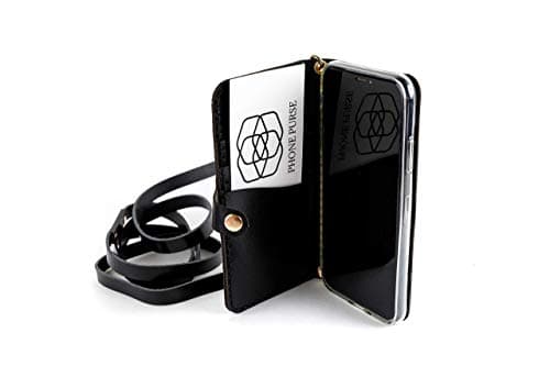 Black S9 Plus Galaxy Wallet Phone case Leather Long Strap with Wristlet Wallet Lanyard