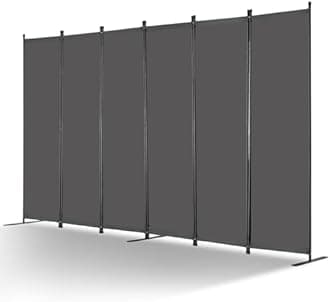 VEVOR Room Divider, 6 Panels Room Divider, Folding Privacy Screen and Portable Partition Divider for Room Separation, Freestanding Room Partitions for Office, Bedroom, Study, Grey