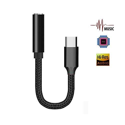 KREIDE Compatible with Pixel 2/ XL,HTC U11,MacBook Essential ph-1 for USB Type c to 3.5mm Headphone Jack Adapter,KREIDE Braided DAC Chipset Type C to 3.5mm Audio Adapter