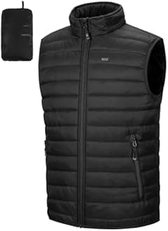 33,000ft Men's Lightweight Gilet, Packable Quilted Puffer Padded Vest Outerwear, Body Warmer Windproof Sleeveless Jacket for Golf Running Hiking Horse Riding