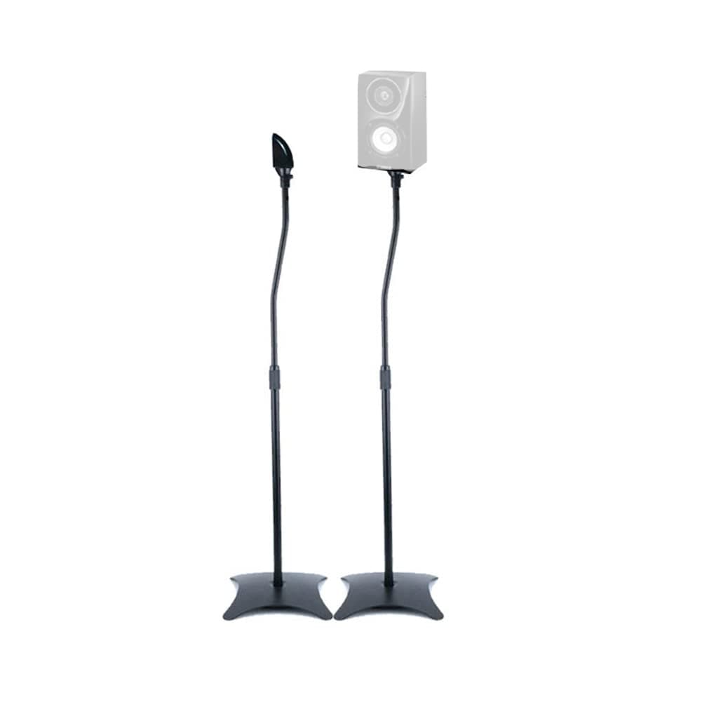 Adjustable Height Speaker Floor Stand - Extends 30" to 44" - Holds Satellite & Small Bookshelf Speakers - Set of 2