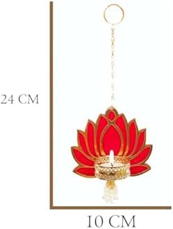 Jaipur Ace Decorative Diwali Tealight Diya | Handmade Candles Set for Home Decoration | Diya for Laxmi Pooja | Floor Decoration (Lotus Hanging With Tea Light)