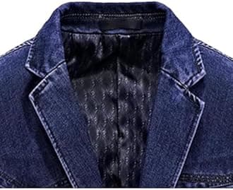 SWJGLITTR Mens Three Button Denim Suit Jacket Slim Fit Autumn Blazer Sport Coat Lapel Vintage Jean Suits Jackets