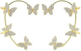 Vembley Korean Gold-plated No Piercing Zircon Butterfly Wrap Crawler Ear Cuff Earrings For Women And Girls 2Pcs/Set