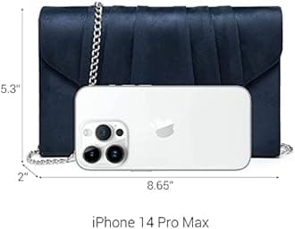 Dasein Women's Evening Bag Pleated Envelope Clutch Handbag Wedding Party Bridal Purse, 1-velvet Navy