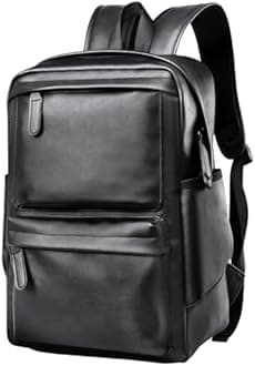 Mens Leather Backpack, A04-black, Large, Casual