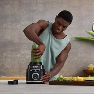 Ninja 2-in-1 Detect Power Blender Pro & Single Serve, 1200W Blender with 2L-Jug (1900ml Max Liquid Capacity) & 2x 680ml Cups, Blend Smoothies, Chop Vegetables & Mix Ice Drinks, Black, TB301EU