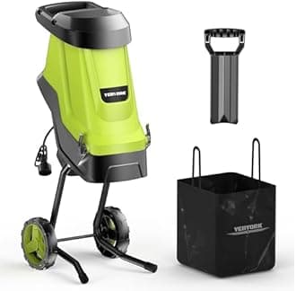 Wood Chipper, 15-Amp with 1.8" Feed Hopper 45L Collection Bag Electric Wood Chipper & Shredder Compact & Efficient Mulcher for Easy Cleanup Ideal for Yard Waste and Branches Green