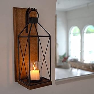 Homemory Wall Candle Sconce, Decorative Hanging Candle Lantern with Windproof Glass Holder