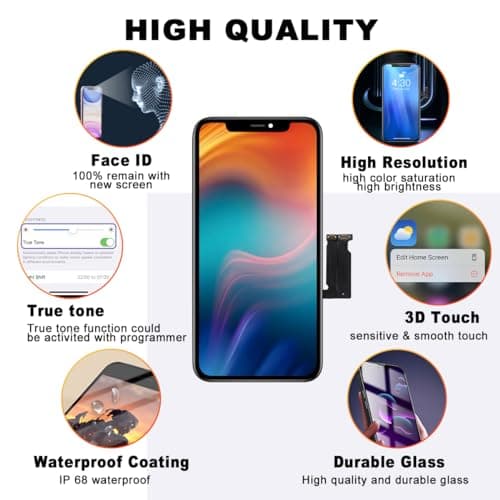 for iPhone XR Screen Replacement Kit COF Full HD LCD Display 6.1 inch (Model A1984, A2105, A2106, A2108) 3D Touch Display Digitizer Frame with Repair Tool