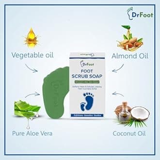 Dr Foot Foot Scrub Soap Repair Dry Cracked Heels, Dead Skin & Calluses Remover with Almond & Pure Aloe Vera Extracts – 100gm (Pack of 2)